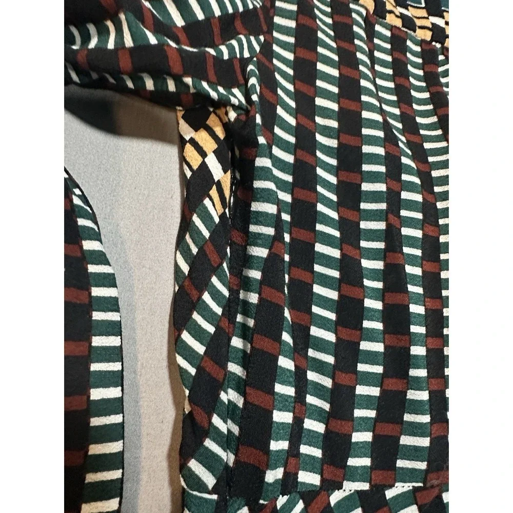 Anthropologie Gianna Geometric Long Sleeve Faux Wrap Dress 4 Boho‎